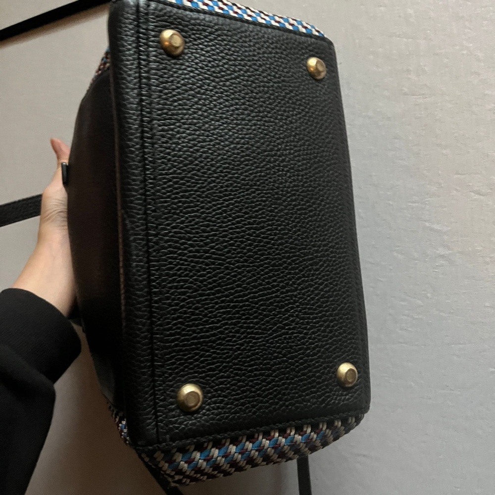 Bimba y Lola black leather woven side panel tote shoulder bag - Picture 5 of 15